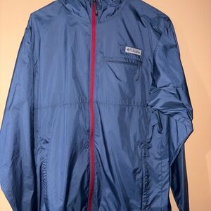 Columbia Men's Navy Windbreaker with Red Accents